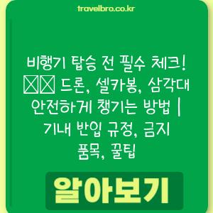 비행기 탑승 전 필수 체크! ✈️ 드론, 셀카봉, 삼각대 안전하게 챙기는 방법 | 기내 반입 규정, 금지 품목, 꿀팁