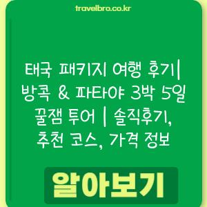 태국 패키지 여행 후기| 방콕 & 파타야 3박 5일 꿀잼 투어 | 솔직후기, 추천 코스, 가격 정보