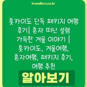 홋카이도 단독 패키지 여행 후기| 혼자 떠난 설렘 가득한 겨울 이야기 | 홋카이도, 겨울여행, 혼자여행, 패키지 후기, 여행 추천