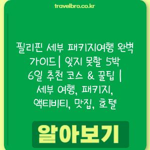 필리핀 세부 패키지여행 완벽 가이드| 잊지 못할 5박 6일 추천 코스 & 꿀팁 | 세부 여행, 패키지, 액티비티, 맛집, 호텔