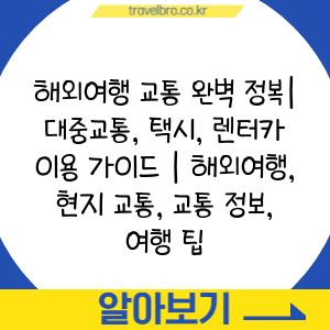 해외여행 교통 완벽 정복| 대중교통, 택시, 렌터카 이용 가이드 | 해외여행, 현지 교통, 교통 정보, 여행 팁