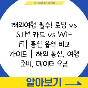 해외여행 필수! 로밍 vs SIM 카드 vs Wi-Fi| 통신 옵션 비교 가이드 | 해외 통신, 여행 준비, 데이터 요금