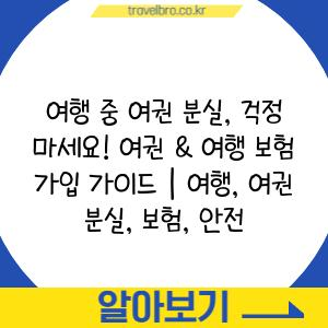 여행 중 여권 분실, 걱정 마세요! 여권 & 여행 보험 가입 가이드 | 여행, 여권 분실, 보험, 안전