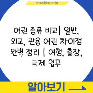 여권 종류 비교| 일반, 외교, 관용 여권 차이점 완벽 정리 | 여행, 출장, 국제 업무