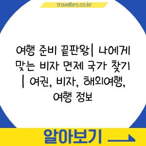 여행 준비 끝판왕| 나에게 맞는 비자 면제 국가 찾기 | 여권, 비자, 해외여행, 여행 정보