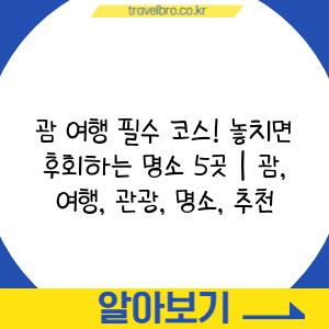 괌 여행 필수 코스! 놓치면 후회하는 명소 5곳 | 괌, 여행, 관광, 명소, 추천