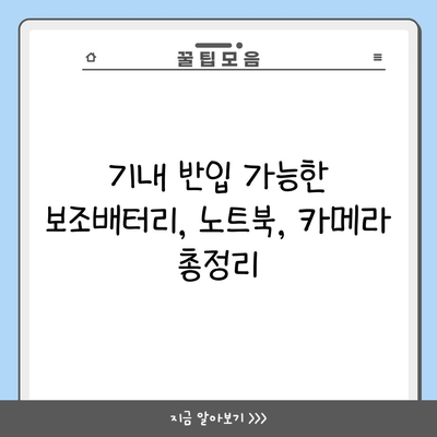 기내 반입 가능한 보조배터리, 노트북, 카메라 총정리