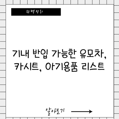 기내 반입 가능한 유모차, 카시트, 아기용품 리스트