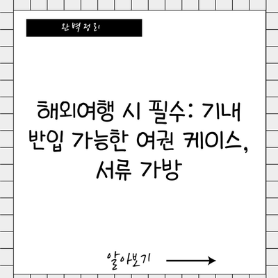 해외여행 시 필수: 기내 반입 가능한 여권 케이스, 서류 가방